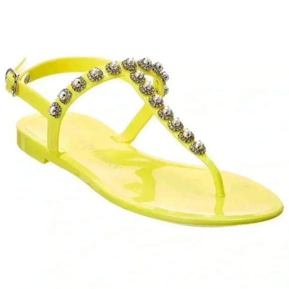 Stuart Weitzman Shoes - Stuart Weitzman Goldie Pearl Crystal Jelly Sandal in Yellow
size  6